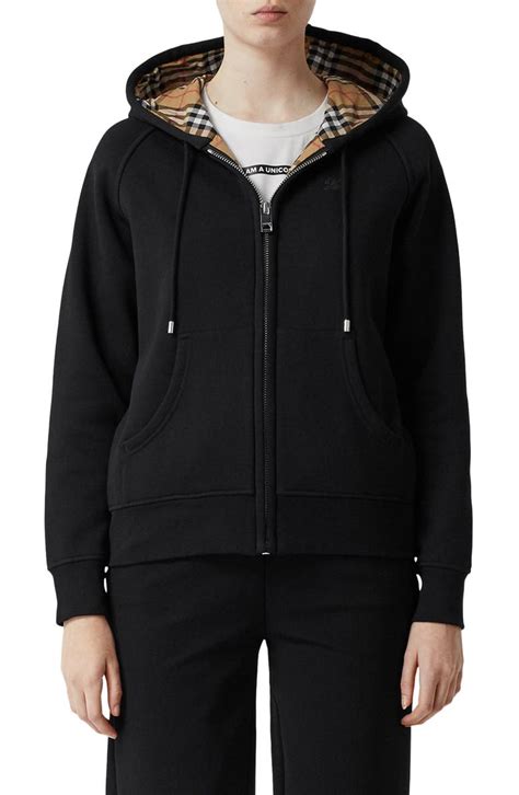 burberry hackfall hoodie black|BURBERRY Women's HACKFALL Vintage Check Zip Front .